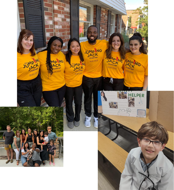 Collage of dental team members volunteering at community events in Newton