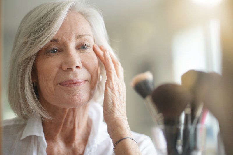 older woman with facial wrinkles